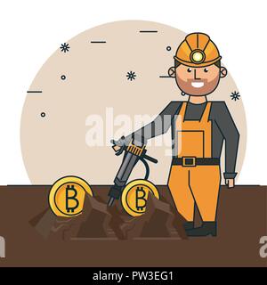 Bitcoin Mining cartoons Stock Vektor