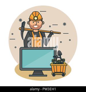 Bitcoin Mining cartoons Stock Vektor