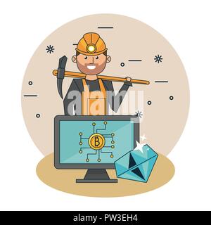 Bitcoin Mining cartoons Stock Vektor
