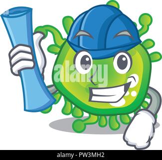 Architekt cartoon microba Virus Bakterien im Körper Stock Vektor