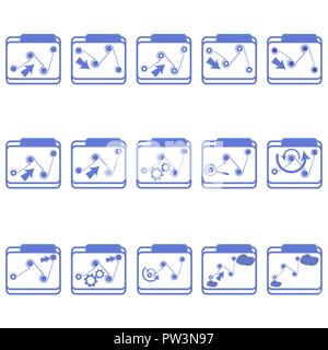 Satz linearer Symbole auf SEO Optimierung Thema, suche Analyse, auf weißem Hintergrund Stock Vektor