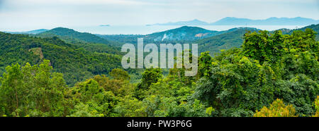 Panorama der Insel Koh Samui Dschungel von einem Hügel, Thailand Stockfoto