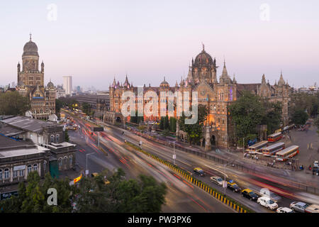 Indien, Mumbai, Maharashtra, Chhatrapati Shivaji Maharaj Terminus Bahnhof (Csmt), (ehemals Victoria Terminus), UNESCO Weltkulturerbe Stockfoto