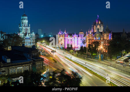 Indien, Mumbai, Maharashtra, Chhatrapati Shivaji Maharaj Terminus Bahnhof (Csmt), (ehemals Victoria Terminus), UNESCO Weltkulturerbe Stockfoto