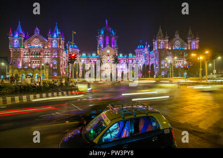 Indien, Mumbai, Maharashtra, Chhatrapati Shivaji Maharaj Terminus Bahnhof (Csmt), (ehemals Victoria Terminus), UNESCO Weltkulturerbe Stockfoto