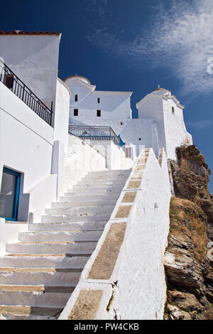 Die Kirche der Jungfrau Maria (bekannt als "panagitsa Turm") in Skopelos Stadt, Insel Skopelos, Nördliche Sporaden, Magnessia, Thessalien, Griechenland. Stockfoto