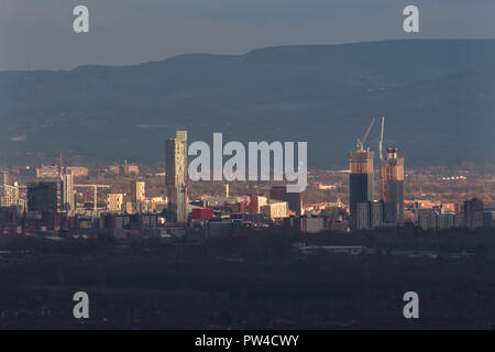 Allgemeine Ansicht der Manchester Skyline zeigt die CIS, die Andale Centre, Manchester Town Hall, Beetham Tower Stockfoto