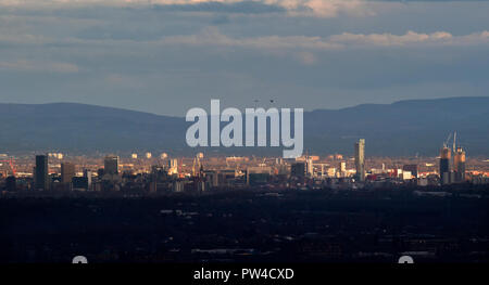 Allgemeine Ansicht der Manchester Skyline zeigt die CIS, die Andale Centre, Manchester Town Hall, Beetham Tower Stockfoto