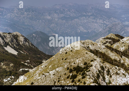 Nationalpark Lovcen, Montenegro - Landschaft gesehen vom Berg Lovcen Stockfoto