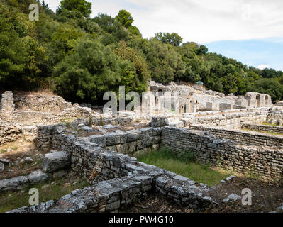 Das Forum Romanum, das butrint National Park, Vlore County, der Republik Albanien. Stockfoto