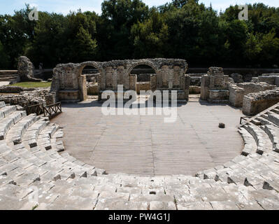 Antike griechische Theater, das butrint National Park, Vlore County, der Republik Albanien. Stockfoto