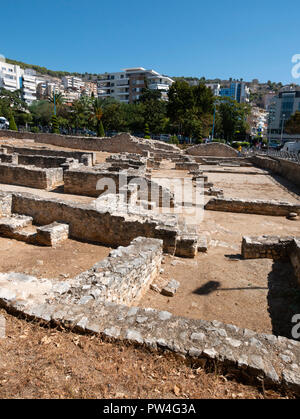 Die Ruinen der alten Synagoge, Saranda, Vlore County, der Republik Albanien. Stockfoto