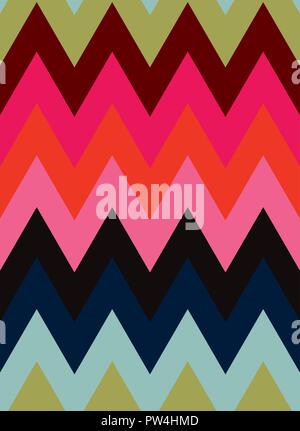 Vektor 8 Farben Zig Zag nahtlose Muster Hintergrund. Perfekt für Gewebe, Quilten, Scrapbook Papier, Tapeten und Kunsthandwerk Stock Vektor