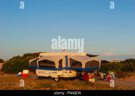 Assateague Island, einem beliebten Campingplatz auf einem 37 km langen Insel auf dem Maryland, USA Küste, wo die wilden Pferde leben. Stockfoto