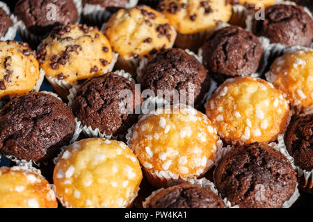 Viele mini Muffins am Dessertbuffet - Muffin closeup Stockfoto