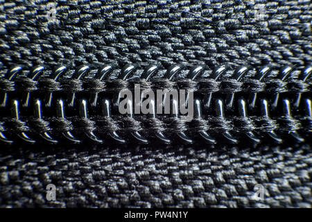 In der Nähe von Kunststoff schwarz Reißverschluss Stockfoto