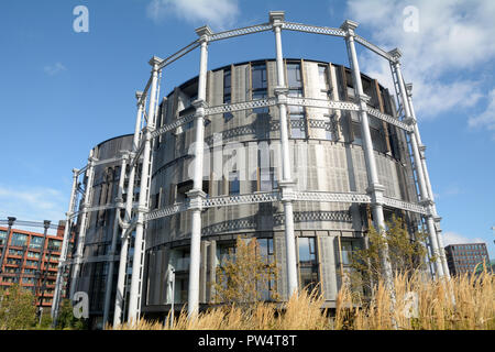 Die erstaunliche Gasholders Gebäude - saniert als modernes Apartment Wohnungen von den Architekten Wilkinson Eyre und Jonathan Tuckey - in der Nähe von Kings Cross in London. Stockfoto