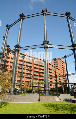 Die erstaunliche Gasholders Gebäude - saniert als modernes Apartment Wohnungen von den Architekten Wilkinson Eyre und Jonathan Tuckey - in der Nähe von Kings Cross in London. Stockfoto