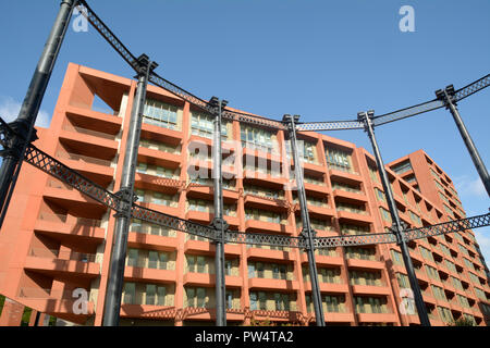 Die erstaunliche Gasholders Gebäude - saniert als modernes Apartment Wohnungen von den Architekten Wilkinson Eyre und Jonathan Tuckey - in der Nähe von Kings Cross in London. Stockfoto