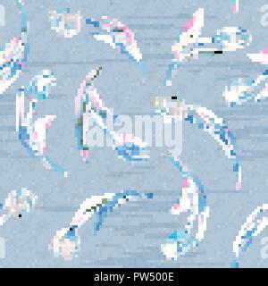 Jeans Blumen Tulpe nahtlose Hintergrund. Vektor. Blue Denim Textilien Muster Stock Vektor