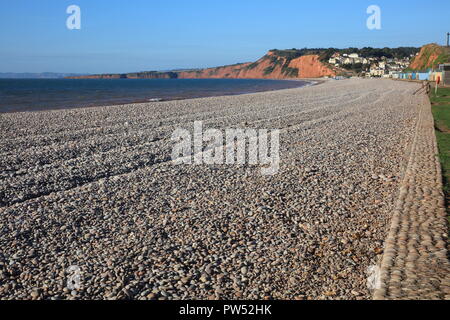 Budleigh Salterton Strandpromenade, East Devon, England, Großbritannien Stockfoto