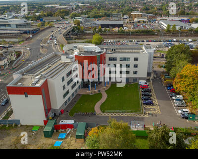 Luftaufnahme von Ashford College, Ashford, Kent, Großbritannien Stockfoto