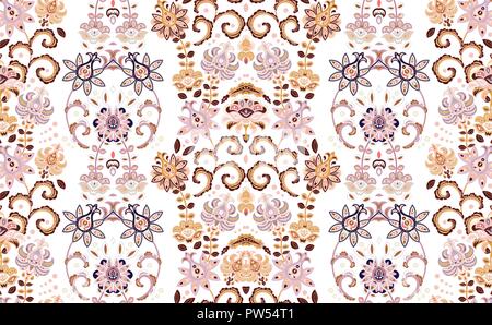 Gestreifte Muster mit Blumen. Fantastische floral nahtlose Ornament. Vintage Blumen nahtlose Ornament in Pastellfarben. Floraler Tapete. Stock Vektor