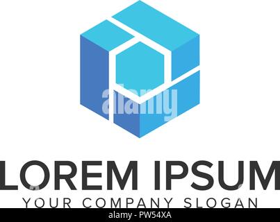 Sechskant, Logo Design Konzept Vorlage. Stock Vektor