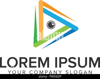 Kameraobjektiv media Logo Design Konzept Vorlage. Stock Vektor