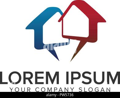 Haus Chat Logo Design Konzept Vorlage. Stock Vektor