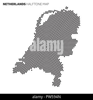 Niederlande Land Karte von radial Halbtonmuster gemacht Stock Vektor