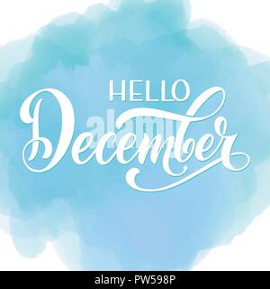 Hallo Dezember Schriftzug. Elemente für Einladungen, Poster, Grußkarten Seasons Greetings Stock Vektor