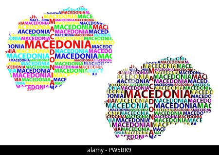 Skizze Mazedonien Brief text Karte, Republik Mazedonien - in der Form des Kontinents, Karte Lettland - Color Vector Illustration Stock Vektor