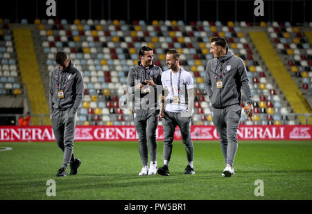 England's Maurer Berg (links), Ben Chilwell (Zweite links), James Maddison (Zweiter von rechts) und Lewis Dunk (rechts) während der UEFA Nationen Liga Spiel im Stadion HNK Rijeka in Kroatien. Stockfoto