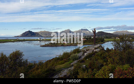 Statue Der Mann aus dem Meer, Bo Village, Vesteralen Inseln, Norwegen Stockfoto