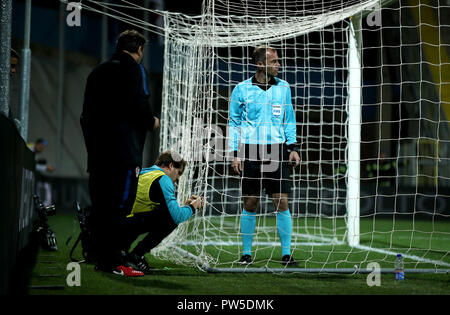 Ein Ziel ist während der UEFA Nationen Liga Spiel im Stadion HNK Rijeka in Kroatien. Stockfoto