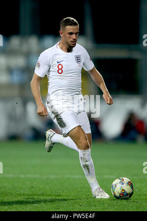 England's Jordan Henderson während der UEFA Nationen Liga Spiel im Stadion HNK Rijeka in Kroatien. PRESS ASSOCIATION Foto. Bild Datum: Freitag, 12. Oktober 2018. Siehe PA-Geschichte Fußball Kroatien. Photo Credit: Tim Goode/PA-Kabel. Einschränkungen: Nutzung unter FA Einschränkungen. Nur für den redaktionellen Gebrauch bestimmt. Kommerzielle Nutzung nur mit vorheriger schriftlicher Zustimmung der FA. Keine Bearbeitung außer zuschneiden. Stockfoto