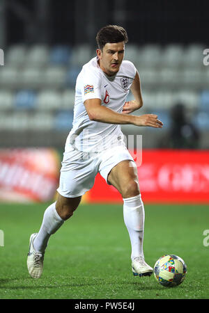 Der englische Harry Maguire während des Spiels der UEFA Nations League im Stadion HNK Rijeka in Kroatien. DRÜCKEN SIE VERBANDSFOTO. Bilddatum: Freitag, 12. Oktober 2018. Siehe PA Geschichte FUSSBALL Kroatien. Bildnachweis sollte lauten: Tim Goode/PA Wire. Stockfoto