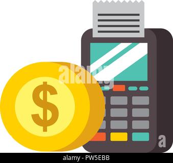 Terminal bestätigt Münzen nfc payment Vector Illustration Stock Vektor