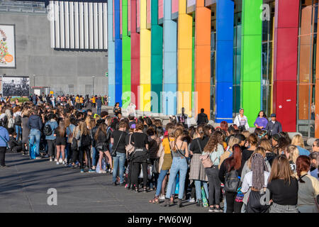 Amsterdam, Niederlande. 13. Oktober, 2018. In der Schlange für die BTS-Konzert in der Ziggo Dome Amsterdam Die Niederlande 2018 Credit: Robert vantgarde Hoenderdaal/Alamy leben Nachrichten Stockfoto