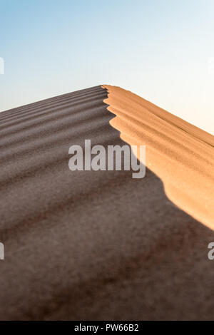 Sanddünen mit Wind ausgeblasen Muster, Wahabi Sands, Oman Stockfoto