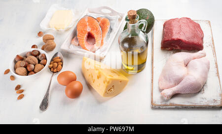 Ketogenic Low Carbs Diät. Das gesunde Essen essen. Stockfoto