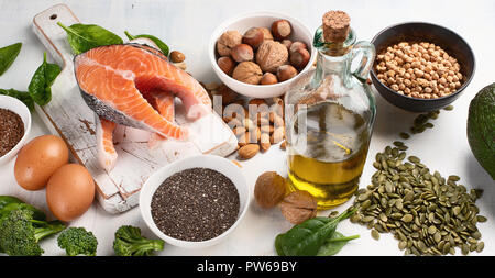 Lebensmittel Höchsten in Omega 3 Fettsäuren. Stockfoto