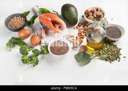 Lebensmittel Höchsten in Omega 3 Fettsäuren. Stockfoto