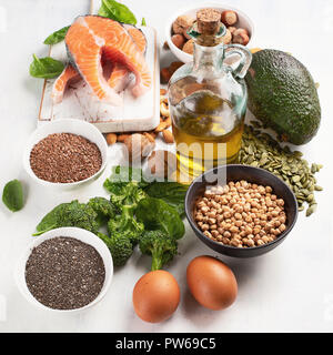 Lebensmittel Höchsten in Omega 3 Fettsäuren. Stockfoto