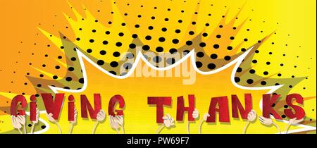 Diverse Hände, die Buchstaben des Alphabets das Wort Danken erstellt. Vector Illustration. Stock Vektor