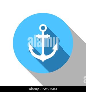 Anker flach blauen Schatten Symbol. Stock Vektor