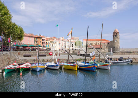 Collioure traditionelle Fischerboote Stockfoto