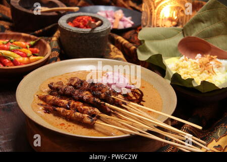 Sate Ayam Blora, die Signatur Chicken Satay von blora Regency Hotel in Central Java, Indonesien Stockfoto