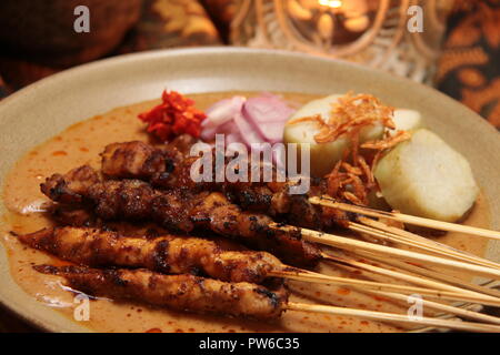 Sate Ayam Blora, die Signatur Chicken Satay von blora Regency Hotel in Central Java, Indonesien Stockfoto